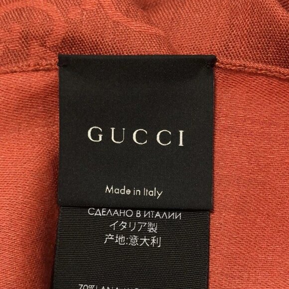 Auth GUCCI - Red Brown Red Wool Silk Scarf - Picture 5 of 10